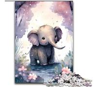 Puzzle 1000 pièces pour Adultes, Motif éléphant Aquarelle, en Carton, idéal pour Un Anniversaire, Noël, Halloween, 1000 pièces(26x38cm)
