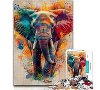Puzzle 1000 pièces pour Adultes, Motif éléphant Aquarelle, Jouet éducatif Anti-Stress, avec Affiche et fiche de Questions Assorties, à partir de 14 Ans, 38x26cm