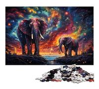 Puzzle 1000 pièces pour Adultes Motif éléphant Ciel étoilé coloré Puzzle en Papier pour Adultes et Enfants Excellent Cadeau 1000 pièces (38 x 26 cm)