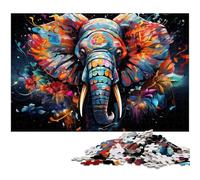Puzzle 1000 pièces pour Adultes Motif éléphant coloré Cadeau Amusant 1000 pièces (38 x 26 cm)