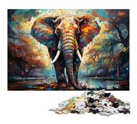 Puzzle 1000 pièces pour Adultes Motif éléphant coloré Difficile idéal comme Cadeau ou Jouet pour Adolescents de 14 Ans et Plus (75 x 50 cm)