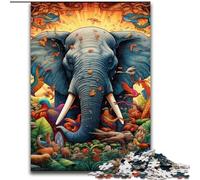 Puzzle 1000 pièces pour Adultes, Motif éléphant en Bois, idéal pour décorer soi-même ou comme Cadeau d'anniversaire, Jouet éducatif pour Adolescents, décoration de Bureau à Domicile, 50x75cm
