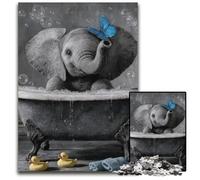 Puzzle 1000 pièces pour Adultes, Motif éléphant et Papillon Bleu, en Carton, idéal pour stimuler Le Cerveau, pour Les Adolescents et décoration d'intérieur, 26x38cm
