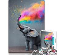 Puzzle 1000 pièces pour Adultes, Motif éléphant fumé Arc-en-Ciel, idéal comme Cadeau pour Toute la Famille, à partir de 14 Ans, 26x38cm