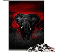 Puzzle 1000 pièces pour Adultes, Motif éléphant Rouge et Blanc, en Carton, idéal comme Cadeau de Noël, Halloween, Pâques ou Le Nouvel an, Taille 38x26cm