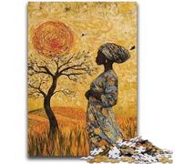 Puzzle 1000 pièces pour Adultes, Motif Femme Africaine, Anti-Stress, séjour, Tue-Temps, avec Affiche et fiche de Questions-réponses Assorties, 26x38cm