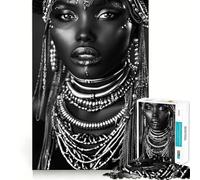 Puzzle 1000 pièces pour Adultes,Motif Femme Noire,Jeu d'articulation Pointue,Jouet de résolution de problèmes,Moment de détente et de Divertissement,décoration de Noël (38x52cm)