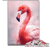 Puzzle 1000 pièces pour Adultes, Motif Flamants Roses, en Bois, idéal pour se détendre, comme Cadeau de Noël ou comme décoration d'intérieur(50x75cm)
