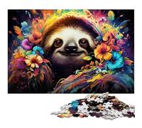 Puzzle 1000 pièces pour Adultes Motif Fleur de Paresseux psychédélique coloré œuvre d'art pour Adolescents de 14 Ans et Plus 1000 pièces (38 x 26 cm)