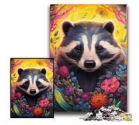 Puzzle 1000 pièces pour Adultes, Motif Fleurs de Blaireau à Miel, Jeu Familial interactif, pour Les fêtes, Jeu d'activités familiales, Taille 26x38cm
