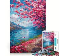 Puzzle 1000 pièces pour Adultes,Motif Fleurs de Cerisier et océan,idéal pour développer Les capacités cognitives et se détendreCadeau de Loisirs Festif (50x75cm)