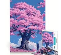 Puzzle 1000 pièces pour Adultes,Motif Fleurs de Cerisier Rose rétro,découpe précise,Jeu de réflexion et de détente,Cadeau Artistique de Noël (38x52cm)