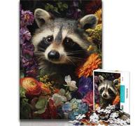 Puzzle 1000 pièces pour Adultes, Motif Fleurs de Raton Laveur, pour Adolescents, activité Amusante pour la Maison, Jouets pour Les Jours de Pluie, Cadeaux d'anniversaire (Taille 75x50cm)