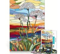 Puzzle 1000 pièces pour Adultes, Motif Fleurs en vitrail, découpe Nette, Jeu de Concentration, Cadeau, Jeu pour Passer Le Temps, scène de Noël (50x75cm)