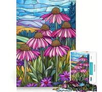 Puzzle 1000 pièces pour Adultes, Motif Fleurs en vitrail, découpe Nette, Jeu de Concentration, Cadeau, Jeu pour Passer Le Temps, scène de Noël (38x52cm)