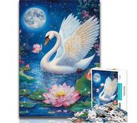 Puzzle 1000 pièces pour Adultes, Motif Fleurs et cygnes, idéal comme Cadeau pour Toute la Famille (Taille 38x26cm)