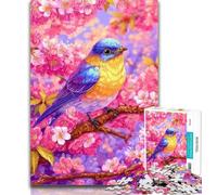 Puzzle 1000 pièces pour Adultes, Motif Fleurs et moineaux, pour Adolescents, Jouet éducatif et décompressant, idéal pour Le Père Noël Secret, 26x38cm