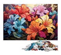 Puzzle 1000 pièces pour Adultes Motif Fleurs psychédéliques colorées Jeux en Bois pour Adultes Cadeaux de Noël et d'anniversaire 1000 pièces (75 x 50 cm)