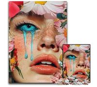 Puzzle 1000 pièces pour Adultes, Motif Fleurs, Visage de Fille, Puzzle en Bois, Jeu interactif Familial, défi cérébral, Cadeau 50x75cm