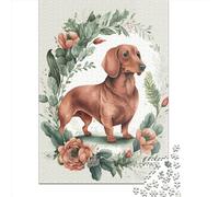 Puzzle 1000 Pièces pour Adultes Motif Floral Chien Saucisse en Carton Cadeau de Noël Amusant 1000 Pièces (38x26cm)