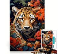 Puzzle 1000 pièces pour Adultes, Motif Floral Tropical et Jaguar, Jeu de réflexion Amusant et Complexe, pour Noël (50x75cm)