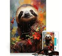 Puzzle 1000 pièces pour Adultes, Motif Floral Tropical et Paresseux, Assemblage Parfait, Jeu de réflexion Artistique, Cadeau, Jeu Lent, décoration Murale de Noël (38x52cm)