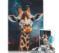 Puzzle 1000 pièces pour Adultes Motif Girafe Galactique 1000 pièces Jouets éducatifs Jeux en Famille Cadeau d'anniversaire 26x38cm
