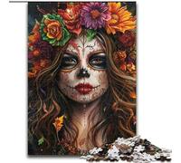 Puzzle 1000 pièces pour Adultes, Motif Gothique, Rose, crâne, Papillon, pour stimuler Le Cerveau, Jouets addictifs pour cultiver la Patience et améliorer la mémoire (Taille 50x75cm)