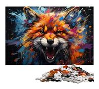 Puzzle 1000 pièces pour Adultes Motif Graffiti psychédélique coloré Renard Art Puzzle en Bois Cadeau Amusant 1000 pièces (75 x 50 cm)