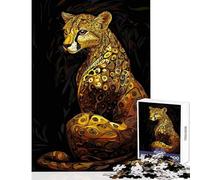 Puzzle 1000 pièces pour Adultes Motif Guépard doré Gustav Art Jeu à Monter soi-même pour Un Père Noël Secret Jeu Pratique pour renforcer Les Liens Amoureux Dimensions 38x26cm
