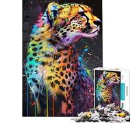 Puzzle 1000 pièces pour Adultes Motif guépard Pop Art Jeu de réflexion Une œuvre d'art pour Un Anniversaire ou Noël (Dimensions 38x26cm)