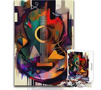 Puzzle 1000 pièces pour Adultes, Motif Guitare Acoustique Abstraite, Jeu éducatif, Cadeau d'anniversaire, Dimensions : 38x52cm