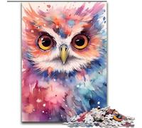 Puzzle 1000 pièces pour Adultes, Motif Hibou Aquarelle, en Bois, Jouet éducatif, intellectuel, décompressant, Amusant, Familial, 1000 pièces(50x75cm)