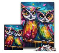 Puzzle 1000 pièces pour Adultes, Motif Hibou coloré, Puzzle Difficile pour Adultes, 26x38cm, Cadeau Stimulant pour Le Cerveau, activité éducative pour Adolescents
