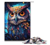 Puzzle 1000 pièces pour Adultes Motif Hibou étoilé psychédélique coloré décoration idéale pour Les Adolescents de 14 Ans et Plus 1000 pièces (38 x 26 cm)