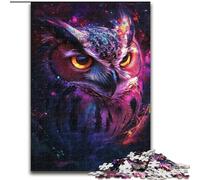 Puzzle 1000 pièces pour Adultes, Motif Hibou Galaxie, en Bois, idéal pour la décoration de la Maison et du Bureau, Cadeau d'anniversaire idéal(1000 pièces, 50x75cm)