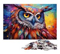 Puzzle 1000 pièces pour Adultes Motif Hibou psychédélique coloré en Bois Cadeau Amusant 1000 pièces (75 x 50 cm)