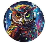 Puzzle 1000 pièces pour Adultes, Motif Hibou, Rond, en Papier, décoration, Jouet Intelligent pour Jeux d'intérieur en Famille (67,5 x 67,5 cm)