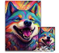 Puzzle 1000 pièces pour Adultes, Motif Husky coloré, Jeu interactif Familial, défi cérébral, 50x75cm / 19,68x29,52 Pouces