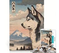Puzzle 1000 pièces pour Adultes Motif Husky de Sibérie Jeu de Construction Manuelle Course de Vitesse avec pièces de Formes aléatoires entièrement emboîtables 38x52cm