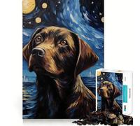 Puzzle 1000 pièces pour Adultes,Motif Labrador Marron,Casse-tête Amusant,Cadeau de Loisirs et de Divertissement,décoration de Noël (50x75cm)