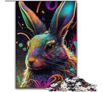 Puzzle 1000 pièces pour Adultes, Motif Lapin de Pâques coloré, en Carton, pour créer des Liens familiaux, décoration d'intérieur, Jeu Familial, Taille 38x26cm