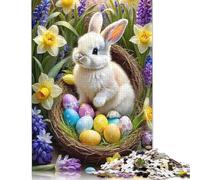 Puzzle 1000 Pièces pour Adultes Motif Lapin de Pâques Créatif Rectangulaire en Bois Amis et Famille 1000 Pièces (75x50cm)