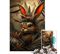 Puzzle 1000 pièces pour Adultes Motif Lapin Tribal Mignon défi éducatif Difficile Jeu Relaxant Convient aux 14 Ans et Plus (50x75cm)