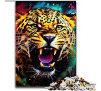 Puzzle 1000 pièces pour Adultes, Motif léopard Africain, en Bois, idéal pour Les Loisirs en Famille pour Les fêtes et Les Anniversaires(1000 pièces, 50x75cm)