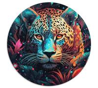 Puzzle 1000 pièces pour Adultes, Motif léopard Africain, Rond, Jouet éducatif, intellectuel, décompressant, Amusant, Jeu Familial (67,5 x 67,5 cm)