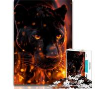 Puzzle 1000 pièces pour Adultes Motif léopard des Flammes pour Adolescents pièces entièrement emboîtables et de Formes aléatoires (38x26cm)