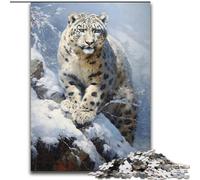 Puzzle 1000 pièces pour Adultes, Motif léopard des neiges, en Bois, idéal comme Cadeau de Noël, Halloween, Pâques ou Le Nouvel an, Taille 50x75cm