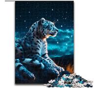 Puzzle 1000 pièces pour Adultes, Motif léopard des neiges étoilé, en Bois, Jeu Stimulant pour Adolescents et familles(50x75cm)