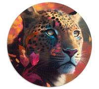 Puzzle 1000 pièces pour Adultes, Motif léopard Fantastique, Rond, 1000 pièces, Cadeau pour Hommes et Femmes, idéal pour Tous Les Jours et Occasions spéciales, 67,5 x 67,5 cm